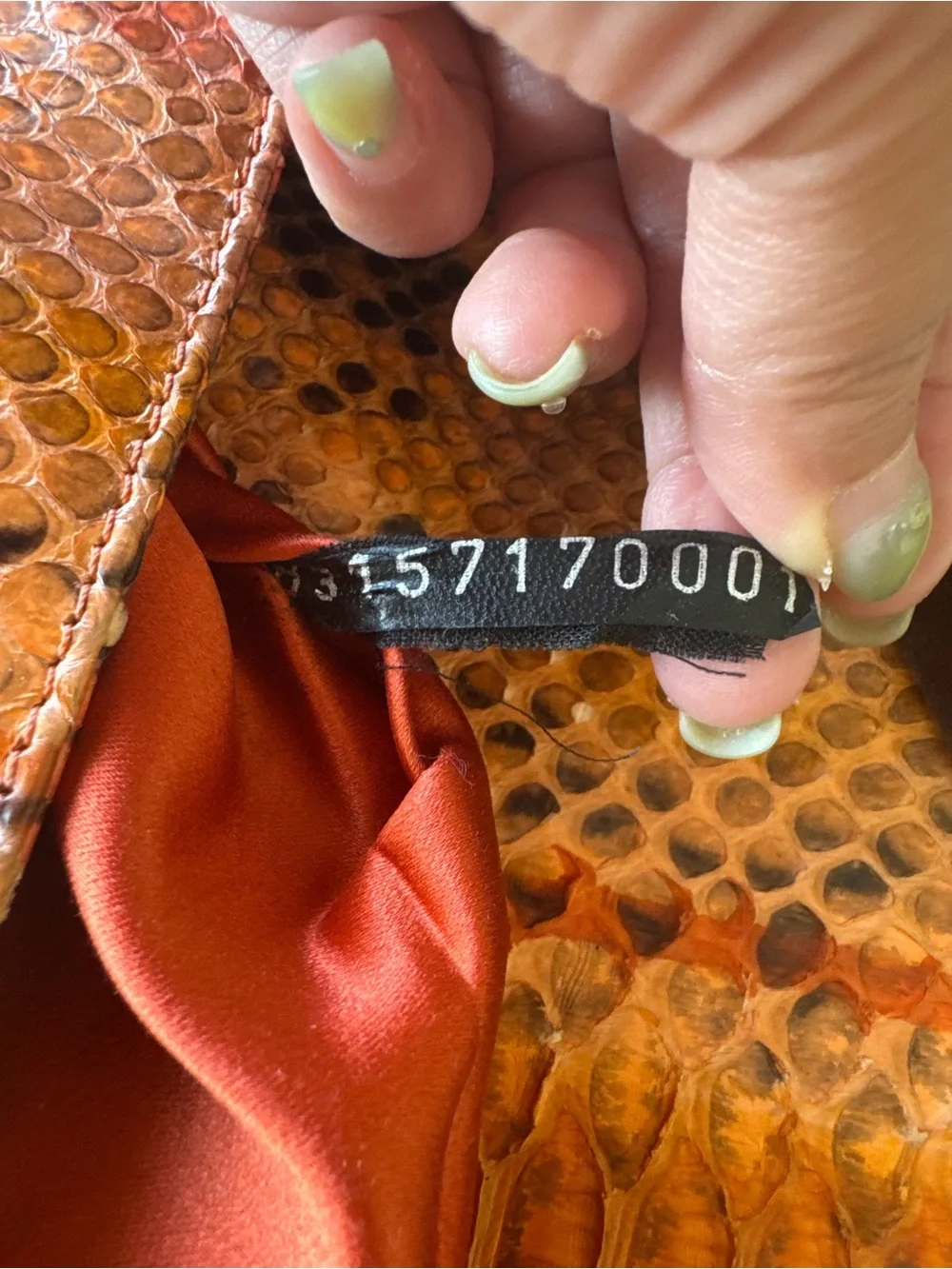Fendi Orange and Black Python Shoulder Baguette Bag